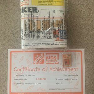The Home Depot Kid's Workshop Kit Locker, With Pin, Certificate, Instructions